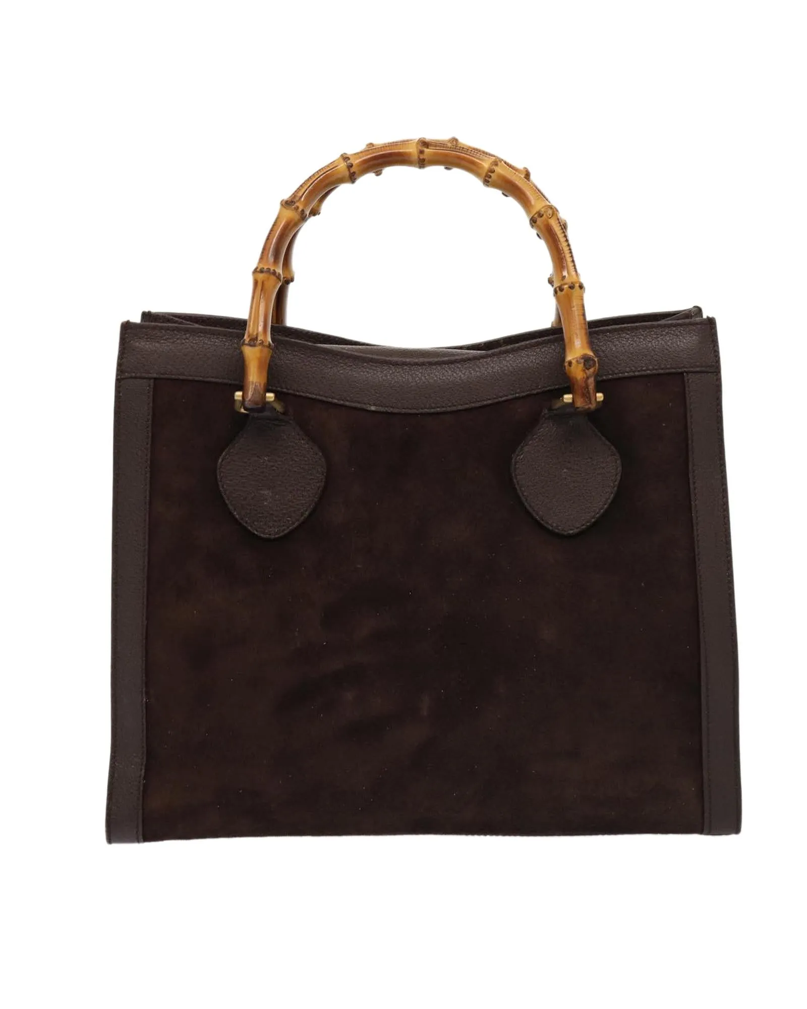 Bamboo Hand Bag Suede Leather with Gold Details