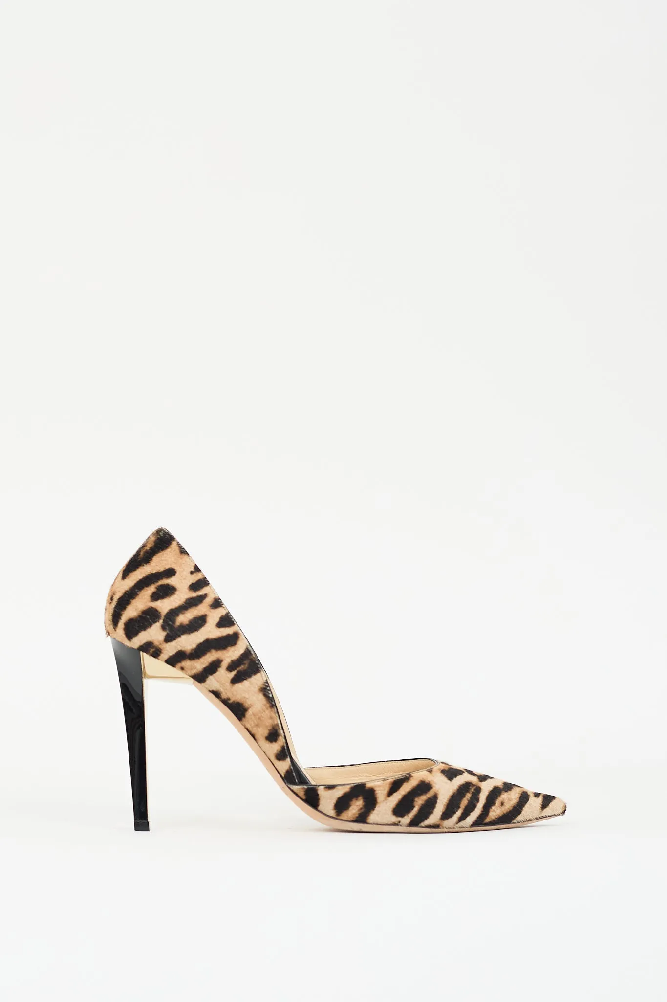 Beige & Black Printed Hair Pump