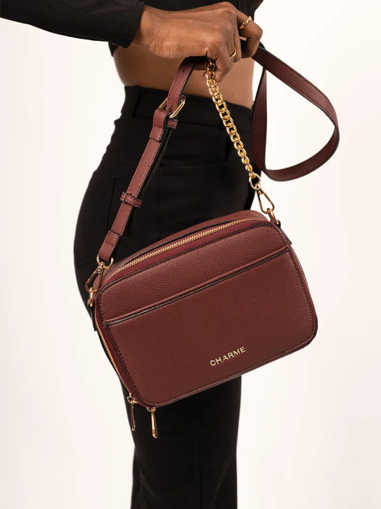Boxed & Bold Cherry Red Sling Bag