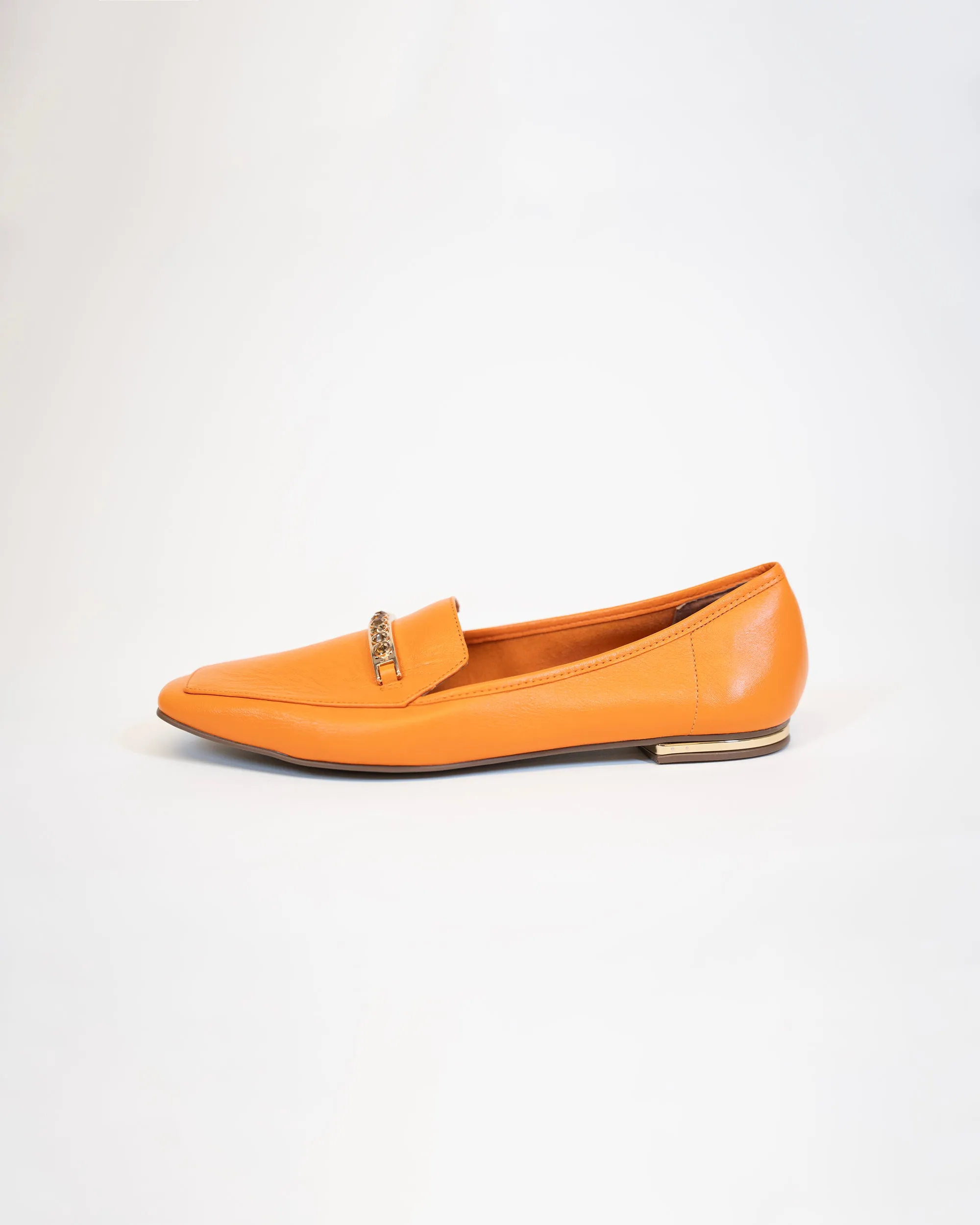 Classic Orange Loafer with Gold Accent