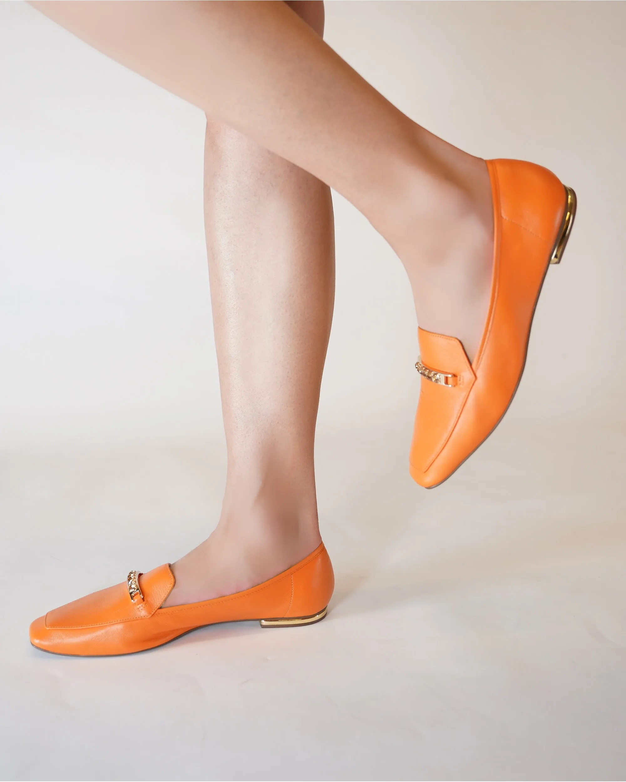 Classic Orange Loafer with Gold Accent