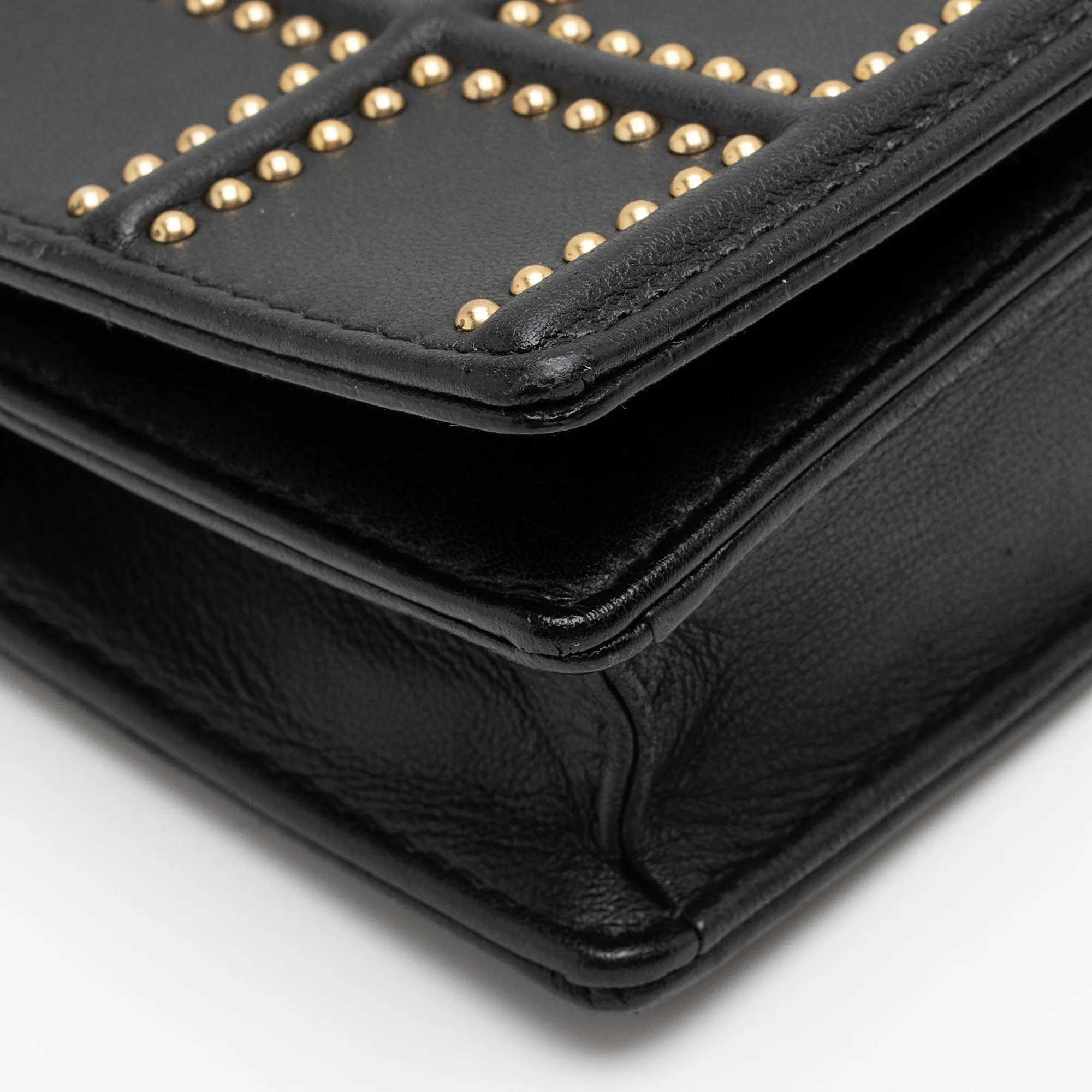 Dior Calfskin Studded Diorama Wallet on Chain Bag (SHF-c4jLp0)
