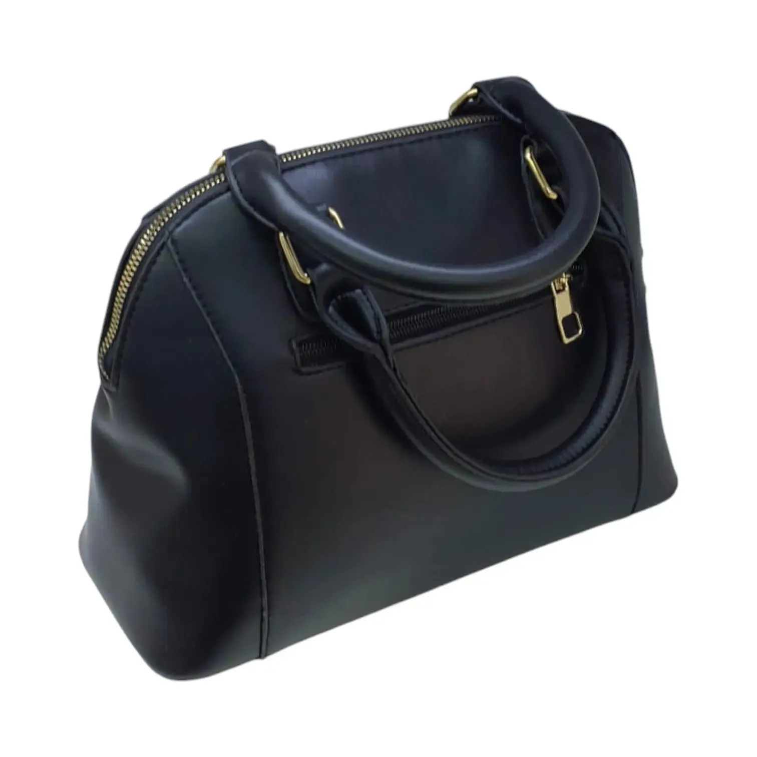 Dome Leather Handbag with Gold Accent