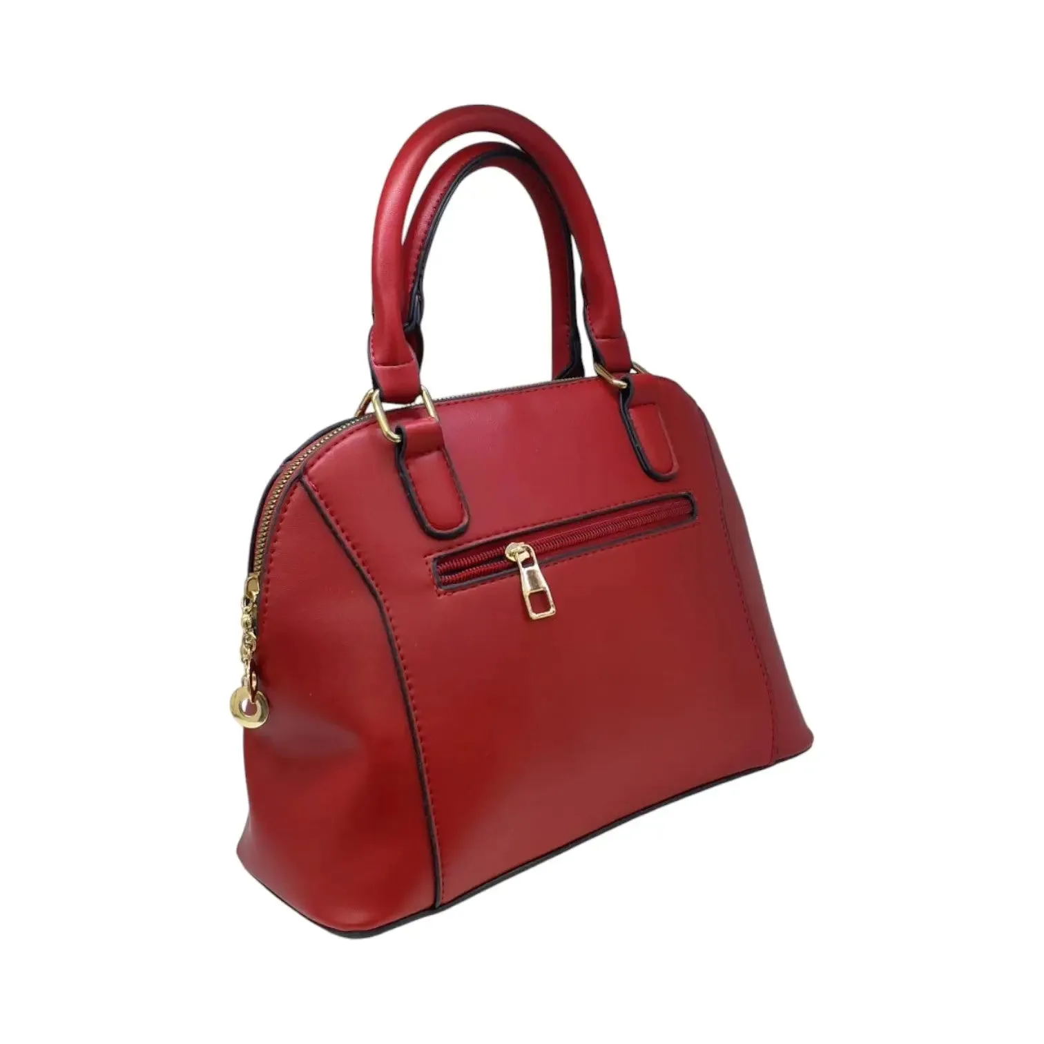 Dome Leather Handbag with Gold Accent