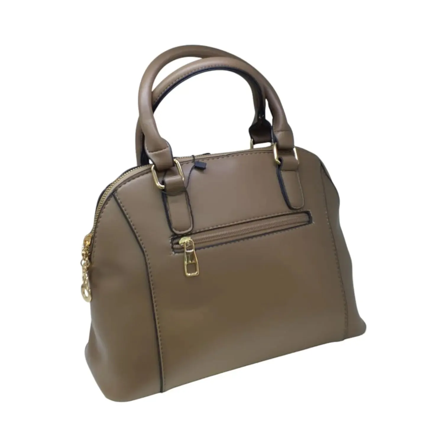 Dome Leather Handbag with Gold Accent