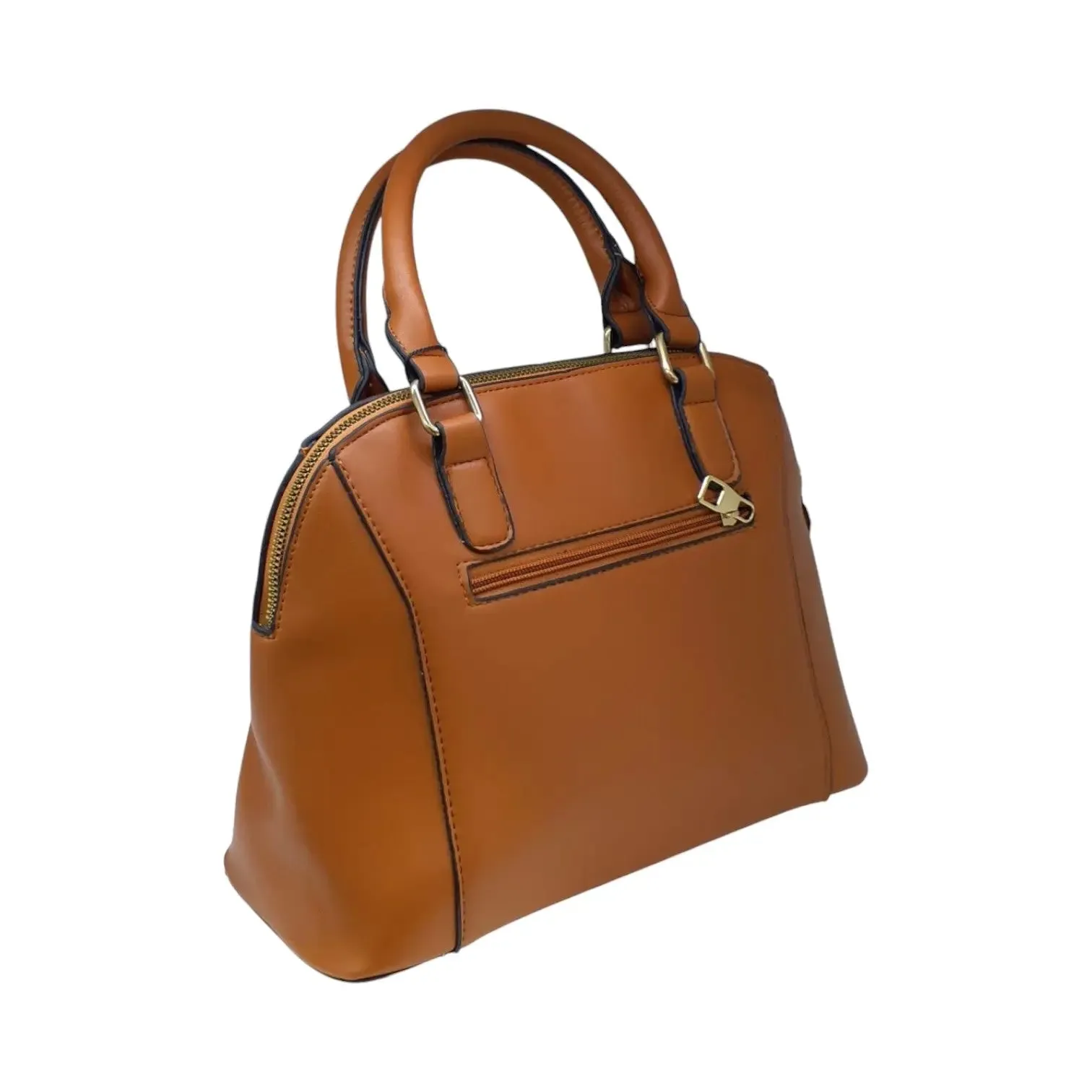 Dome Leather Handbag with Gold Accent