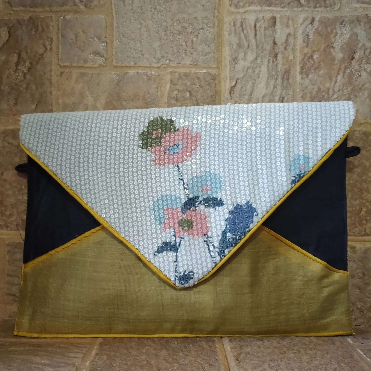 Dual-Tone Sequinned Envelope Clutch | Convertible Sling Bag | Wedding Accessory