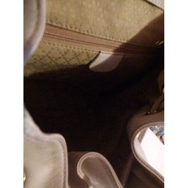 Gucci And Bamboo Handle White Leather Backpack