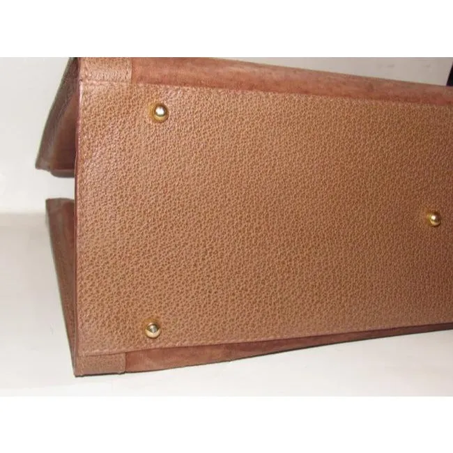 Gucci Shopper Tote Bag Tan Suedebamboo Handles And Leather With Satchel