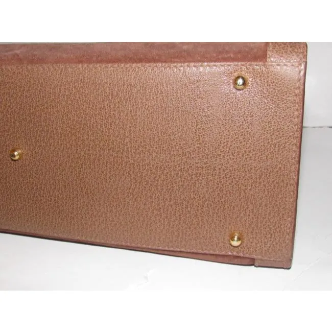 Gucci Shopper Tote Bag Tan Suedebamboo Handles And Leather With Satchel
