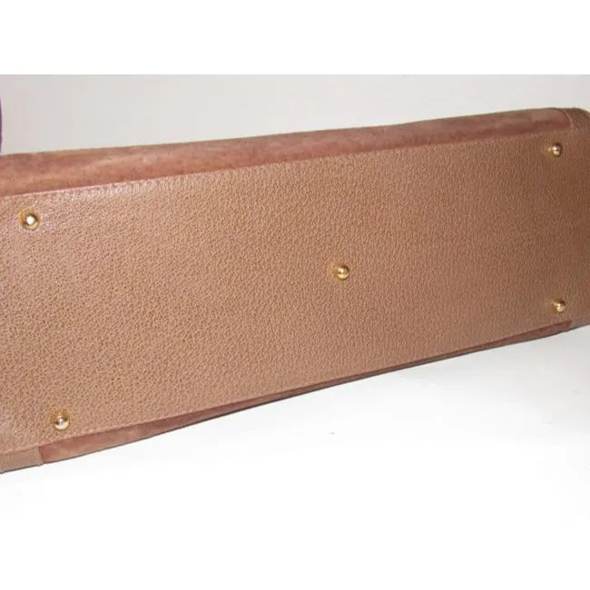 Gucci Shopper Tote Bag Tan Suedebamboo Handles And Leather With Satchel