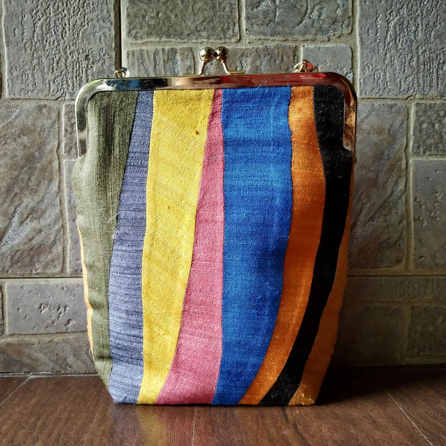 Hand-Crafted Statement Ghicha Silk Sling Bag | Quirky and Elegant Design