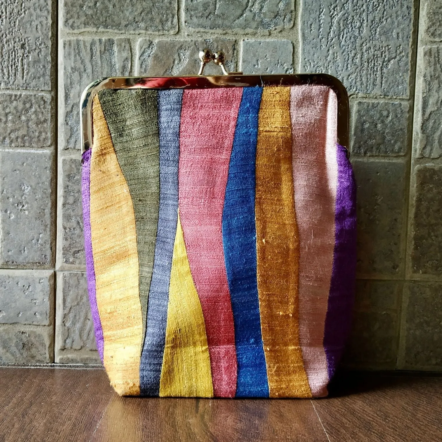Hand-Crafted Statement Ghicha Silk Sling Bag | Quirky and Elegant Design