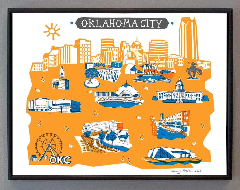 Oklahoma City Wall Art-Custom City Print