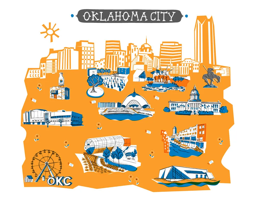 Oklahoma City Wall Art-Custom City Print
