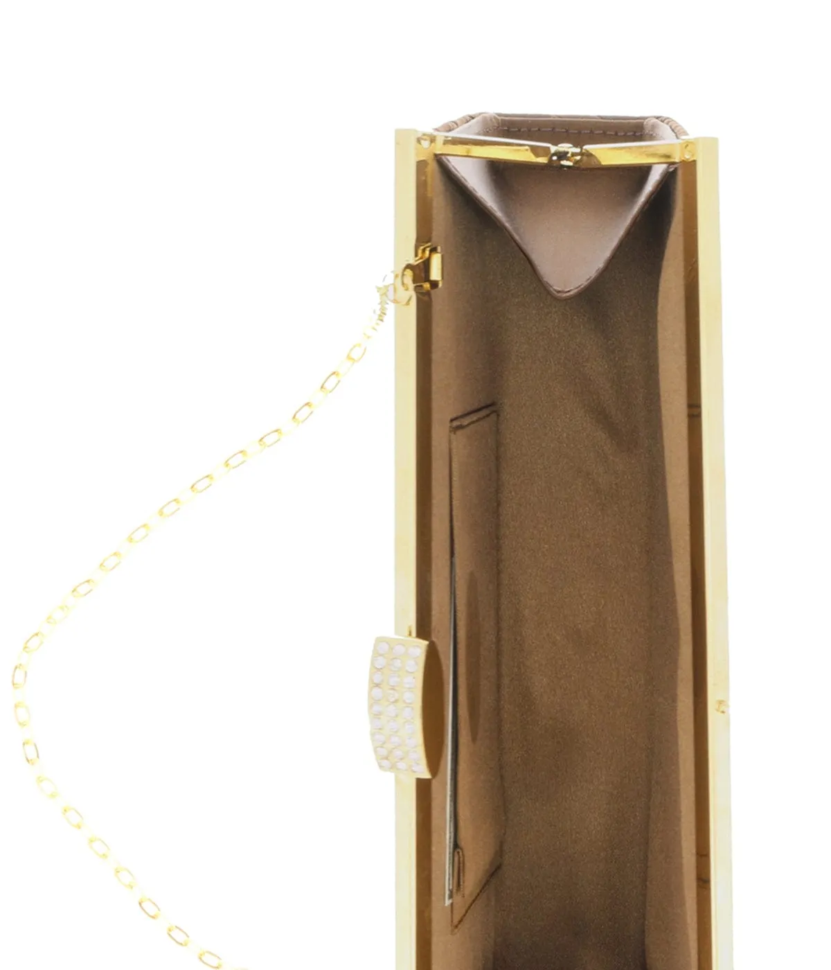 Scheilan  Brown Fabric Weave Clutch/Shoulder Bag