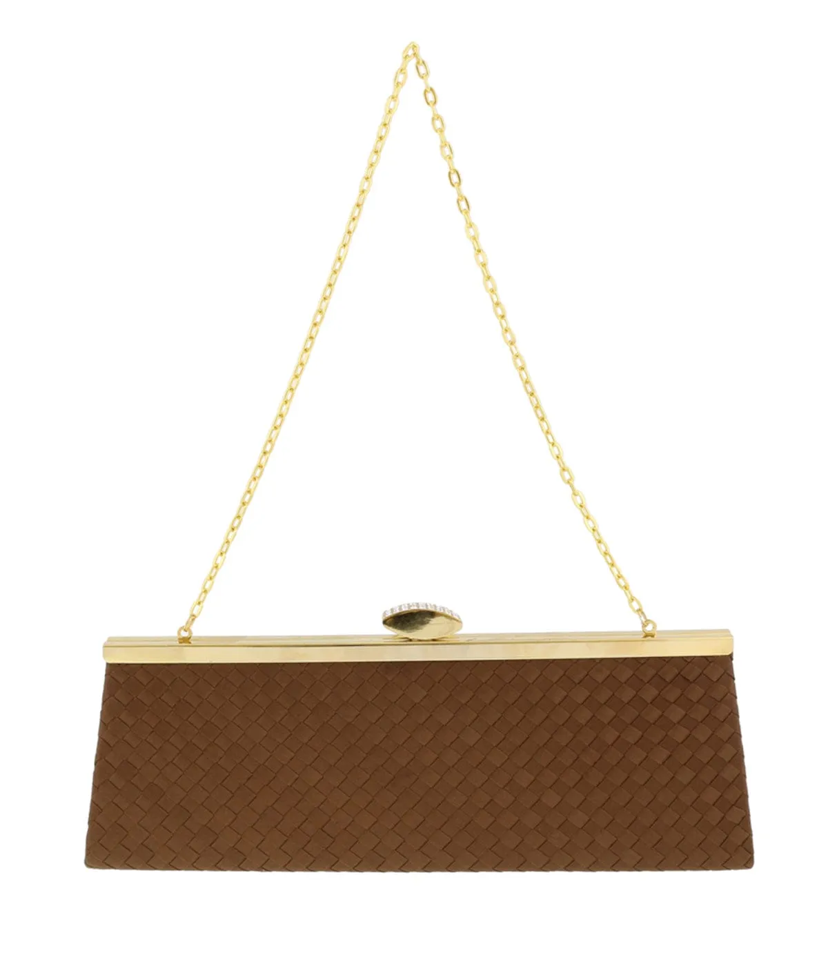Scheilan  Brown Fabric Weave Clutch/Shoulder Bag