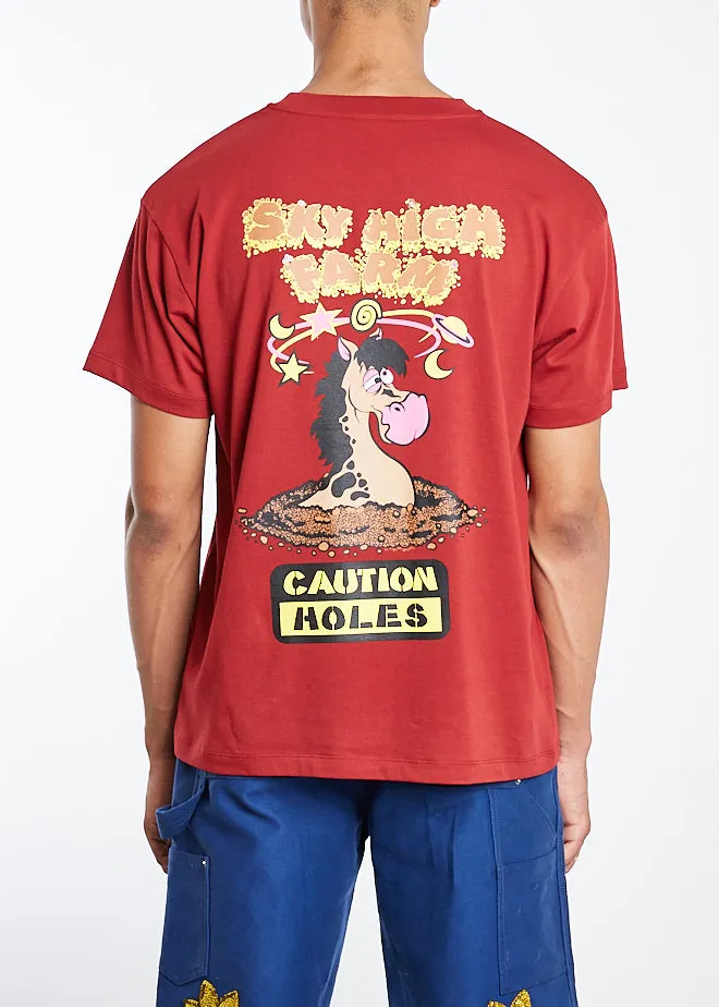 Sky High Farm Flatbush Printed S/S T-Shirt (Burgundy)